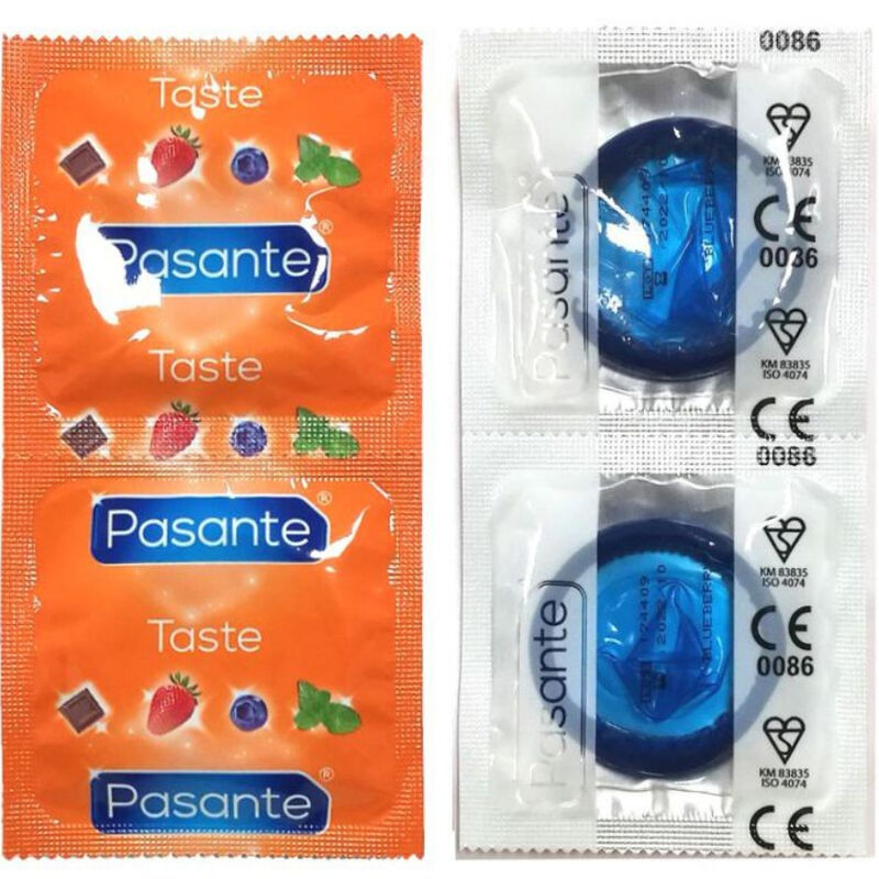 PASANTE - SACO DE PRESERVATIVO SABOR BLUEBERRY 144 UNIDADES