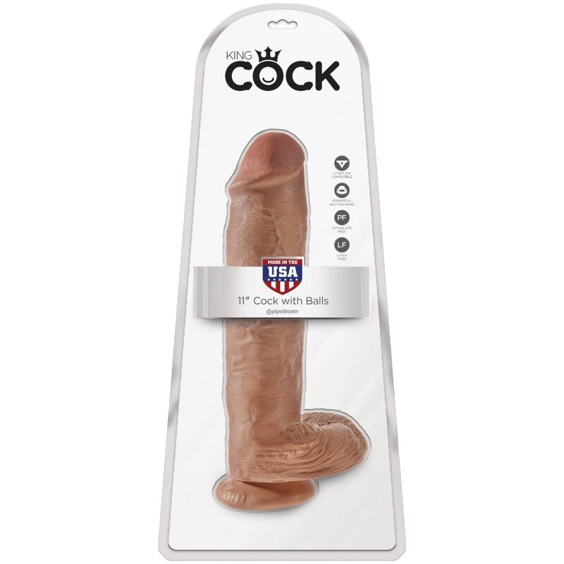 KING COCK - PÊNIS REALÍSTICO COM BOLAS 22.6 CM CARAMELO