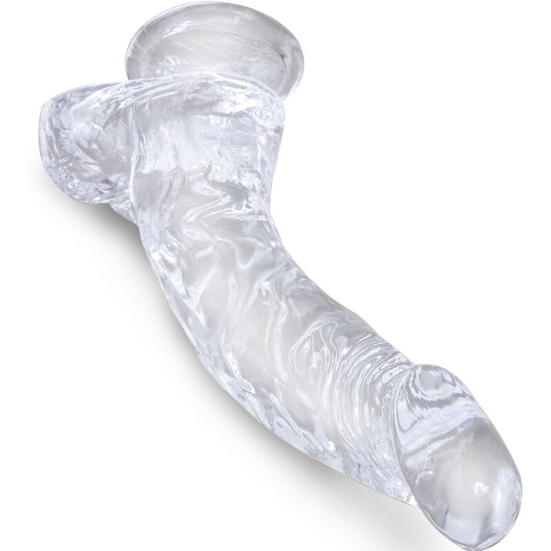 KING COCK - CLEAR PÊNIS CURVADO REALISTA COM BOLAS 16.5 CM TRANSPARENTE