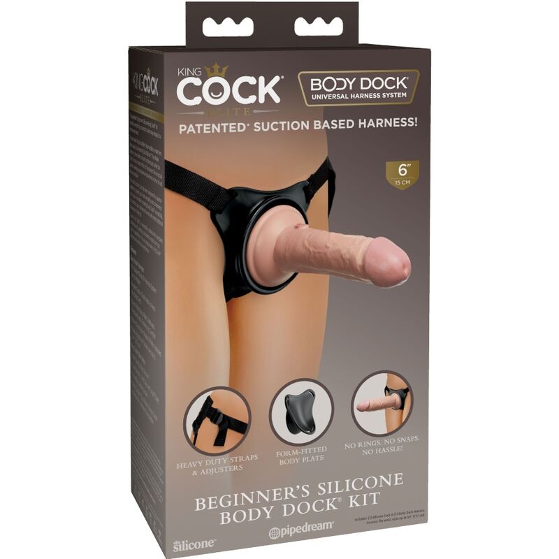 KING COCK - ELITE ARNÊS AJUSTVEL COM DILDO 15.2 CM PARA INICIANTES