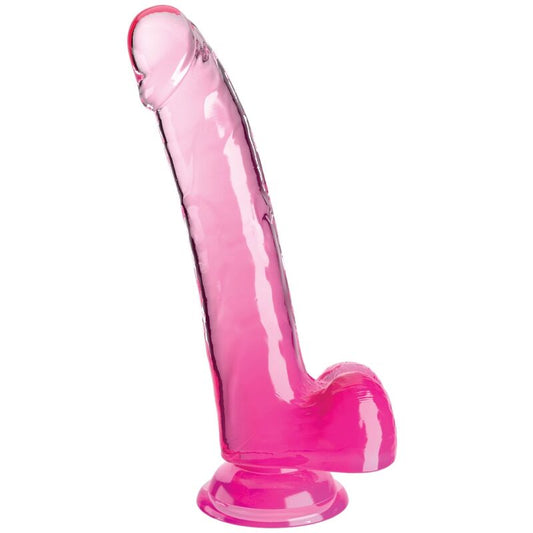 KING COCK - CLEAR DILDO COM TESTÍCULOS 20.3 CM ROSA