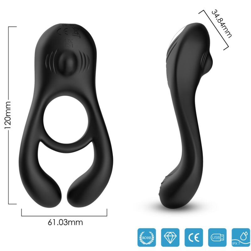 ARMONY - ANEL VIBRADOR DUPLO VEYRON PARA CASAIS PRETO