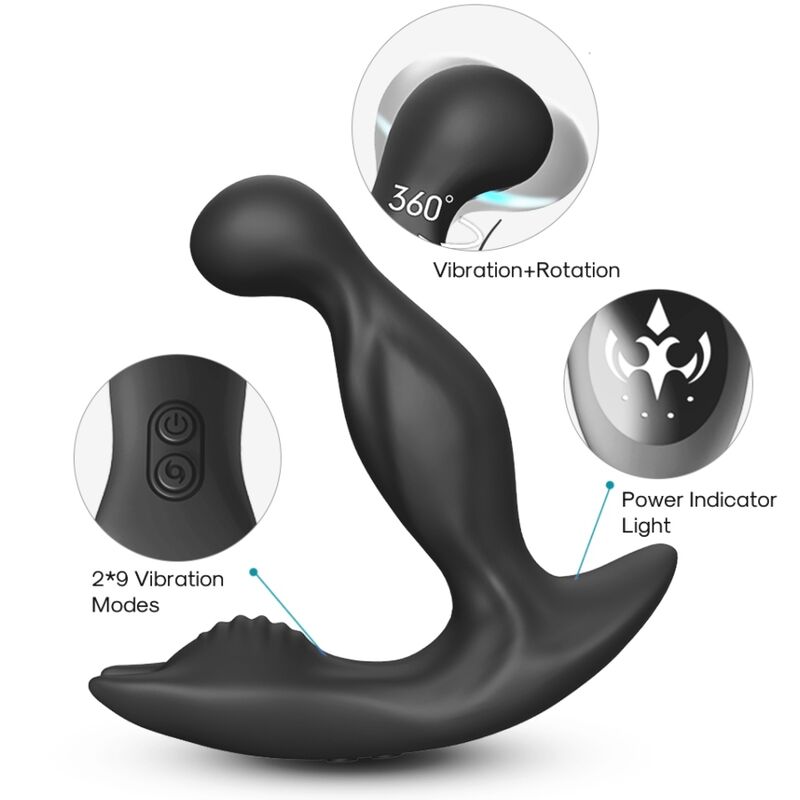 ARMONY - BAT KING VIBRADOR ANAL PRÓSTATA ROTATOR CONTROLE REMOTO PRETO