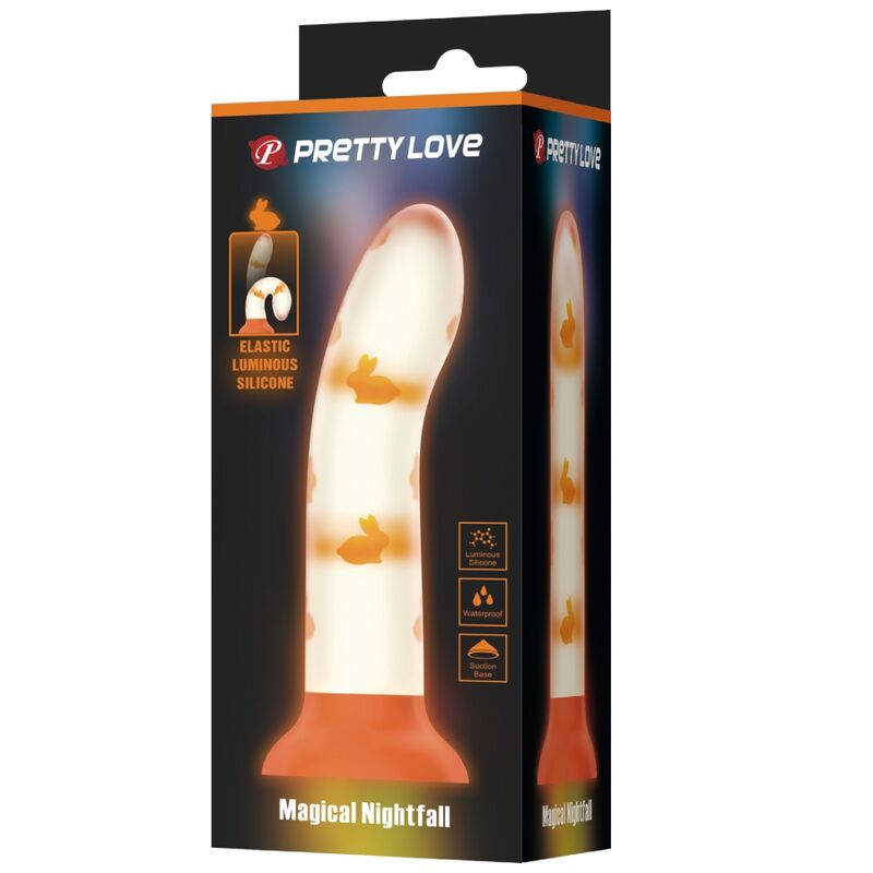 PRETTY LOVE - DILDO MÁGICO NIGHTFALL SEM VIBRAÇÃO LUMINOSO LARANJA