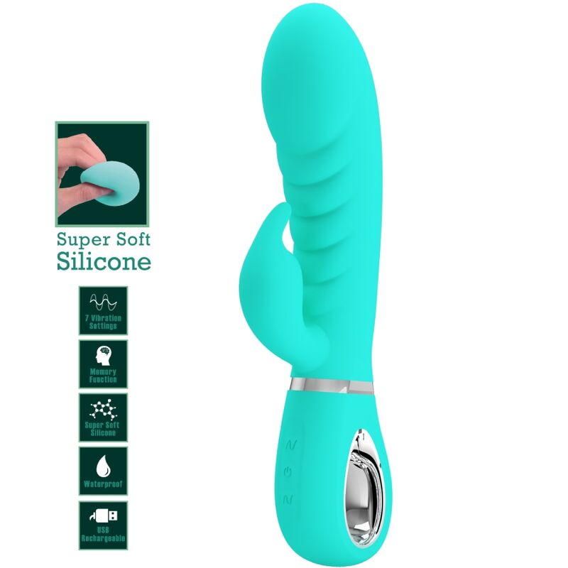 PRETTY LOVE - VIBRADOR PRESCOTT MULTIFUNÕES G-SPOT AQUA VERDE