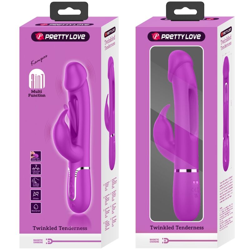 PRETTY LOVE - VIBRADOR COELHO DEJON 3 EM 1 MULTIFUNO FUCSIA