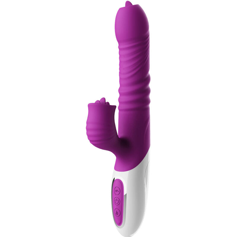 ARMONY - VIBRADOR DE LÍNGUA DUPLA E EFEITO DE CALOR VIOLETA DE EMPURRO