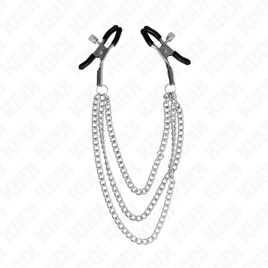 KINK - PINÇAS PARA BICOS COM 3 CORRENTES PRATA 20/23/28 CM