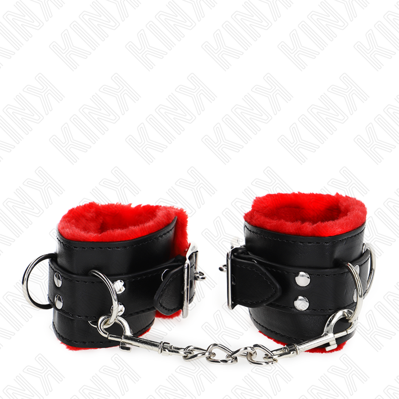 KINK - PULSO FORRO DE PELE COM FUROS QUADRADOS CINTO VERMELHO E PRETO AJUSTÁVEIS 17-29 CM X 6 CM