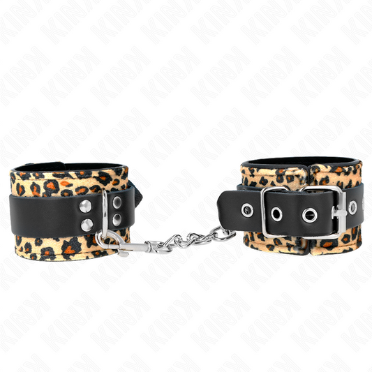 KINK - RETENÇÃO DE PULSO DE COURO REAL LEOPARDO AJUSTÁVEL 18-29 CM X 5,5 CM