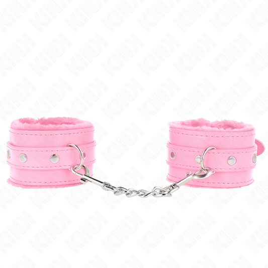 KINK - PULSO PREMIUM FORRO DE PELE ROSA COM CINTO ROSA AJUSTÁVEL 17-29 CM X 6 CM