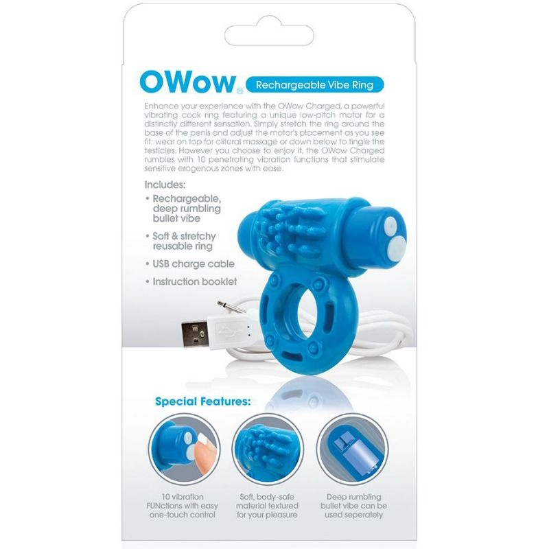 SCREAMING O - VIBRADOR RING WOW RECARREGVEL AZUL