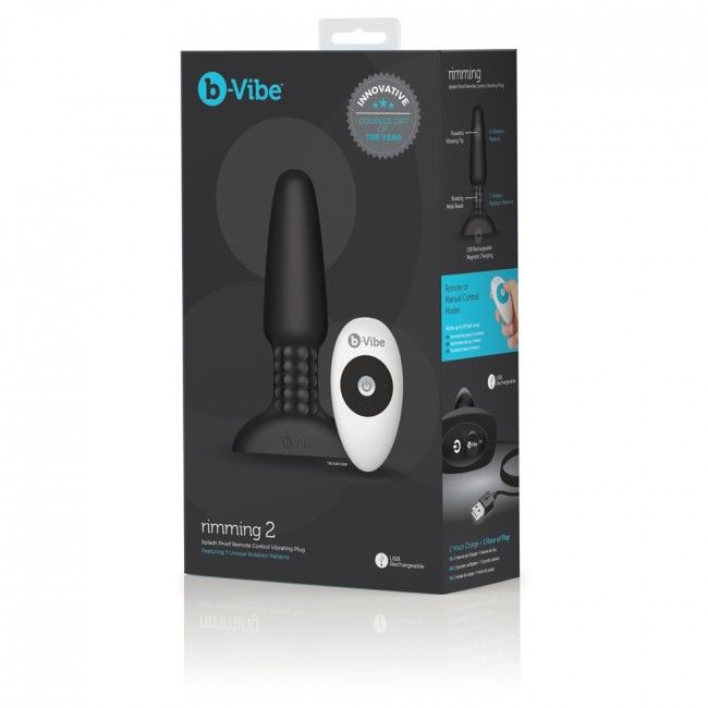 B-VIBE - PLUG ANAL DE CONTROLE REMOTO RIMMING 2 PRETO