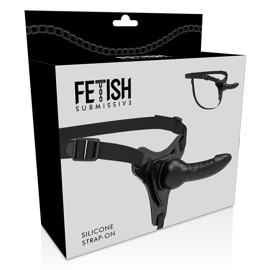 FETISH SUBMISSIVE HARNESS - SILICONE PRETO REALISTA 16 CM