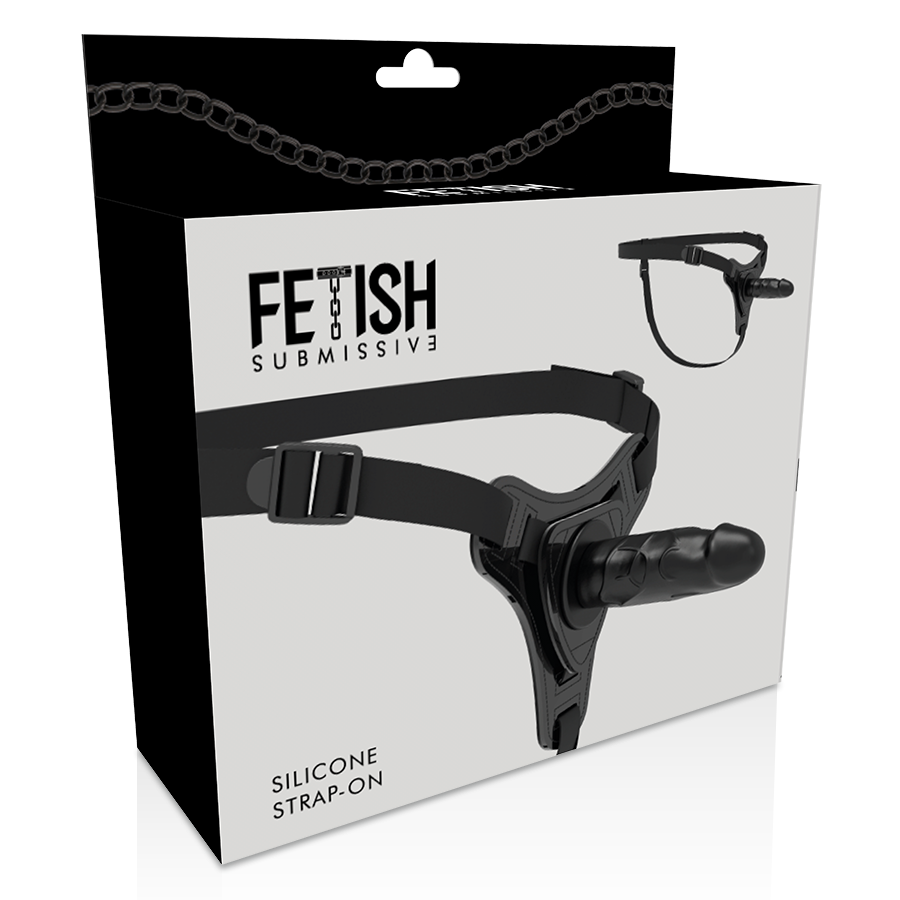 FETISH SUBMISSIVE HARNESS - SILICONE PRETO REALÍSTICO 15 CM