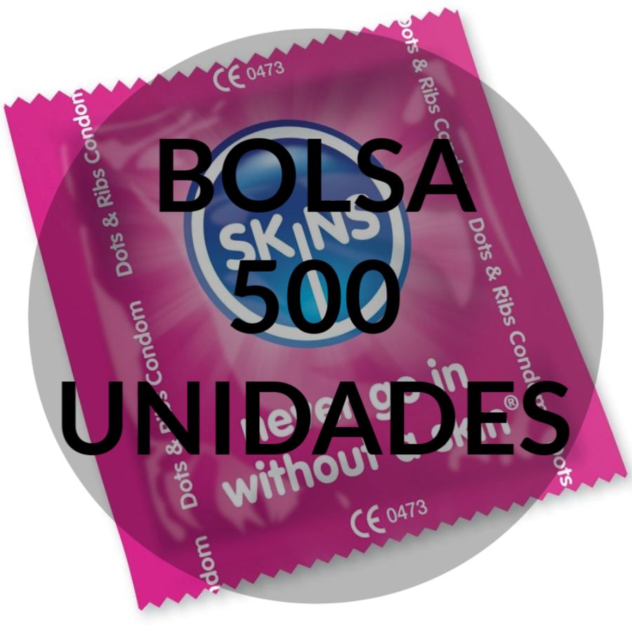 SKINS - SACO PONTOS E TIRAS DE PRESERVATIVOS SKINS 500 UNIDADES