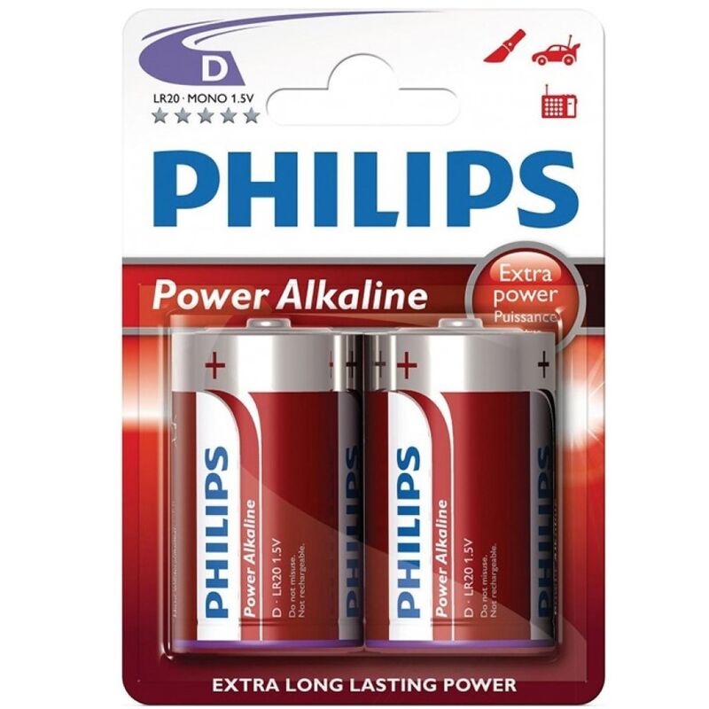 PHILIPS - POWER ALKALINE PILA D LR20 BLISTER * 2