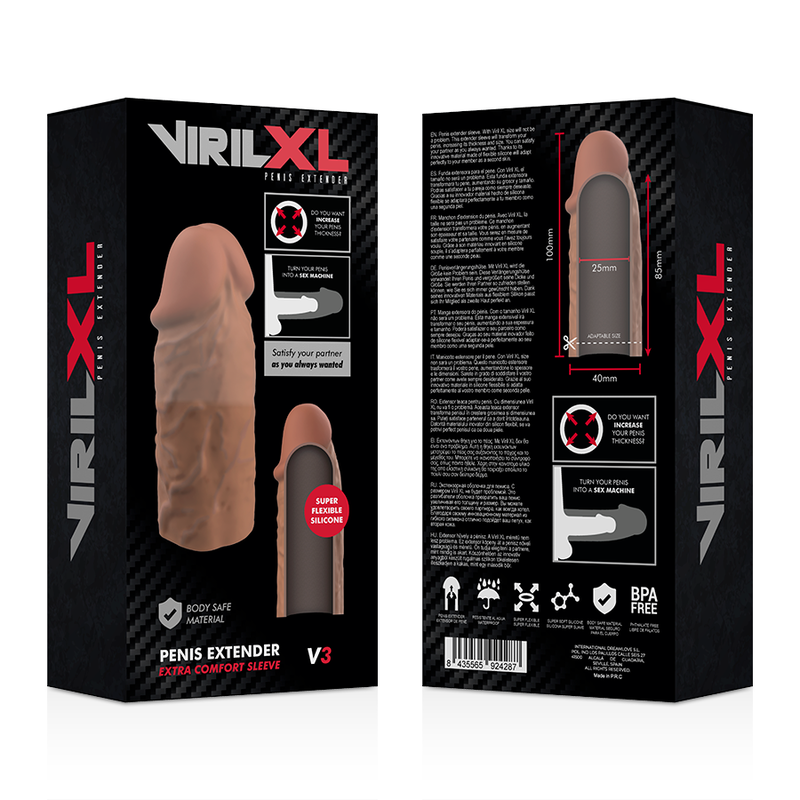 VIRILXL - EXTENSÃO DE PÊNIS DE SILICONE LÍQUIDO V3 MARROM